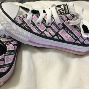 Converse Sneakers All Star Logo Pink Black Geometric Kid's Size 10.5 Girl's NEW